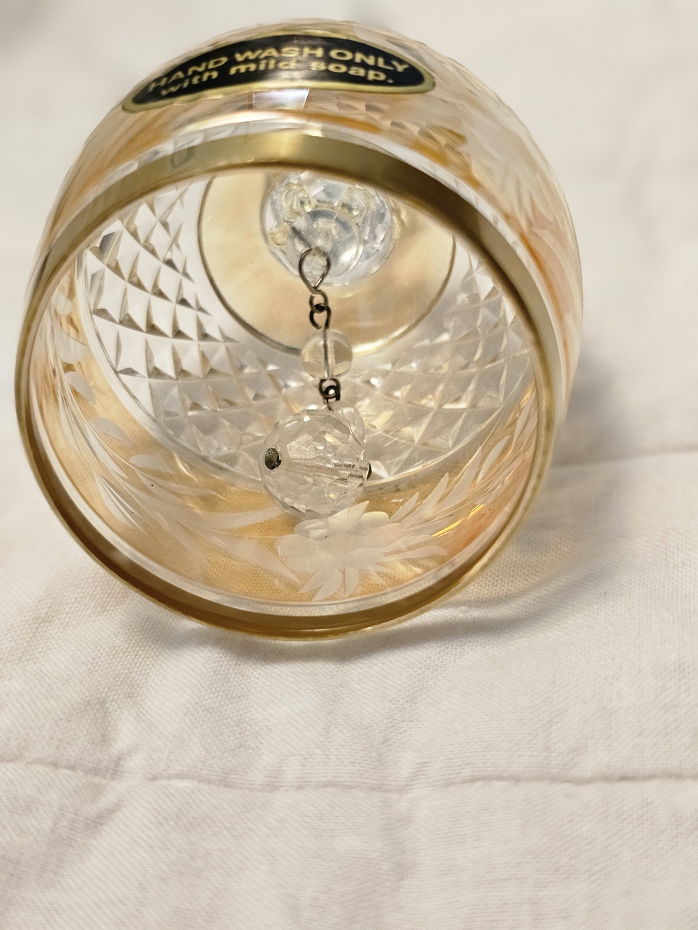 Vintage Cut Crystal Hand Bell with Etched Floral - Picture 4 of 4